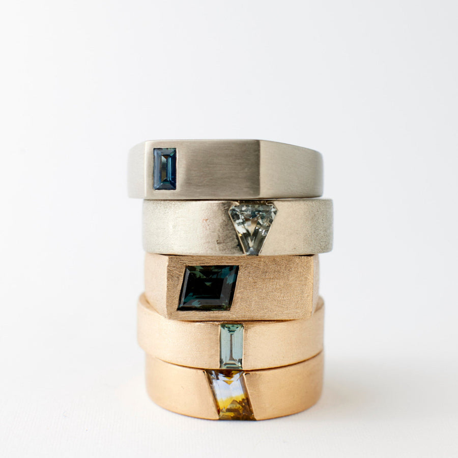 Ellis Band - 0.23 Carat Icy Aqua Baguette Sapphire