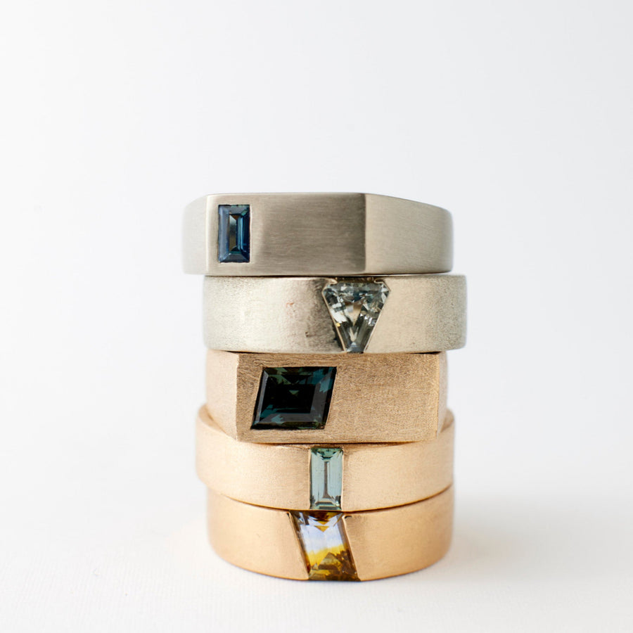 Hayes Band - 1.26 Carat Green Teal Rhombus Sapphire