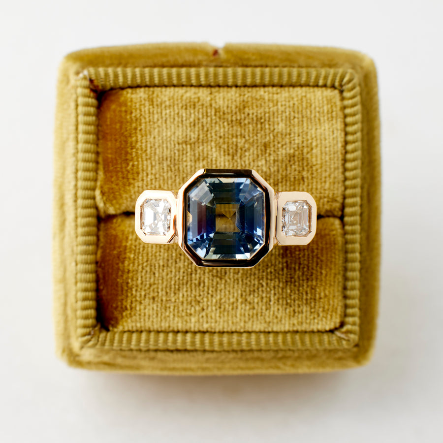 Ivy Ring - 2.54 Carat Blue-Yellow Asscher Sapphire