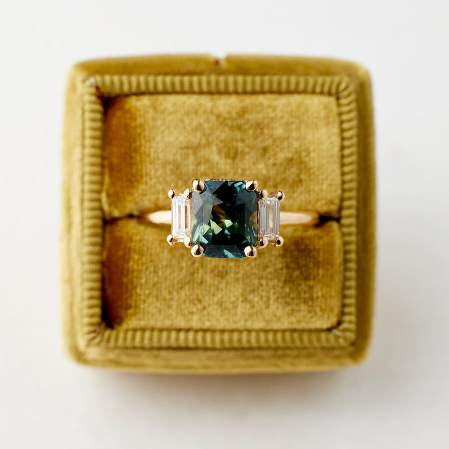 Jacey Ring - 2.12 Carat Blue-Green Octagonal Radiant Sapphire