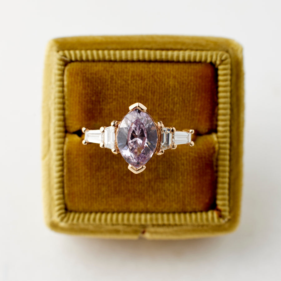 Juliette Ring - 2.03 Carat Pink Custom Cut Marquise Sapphire