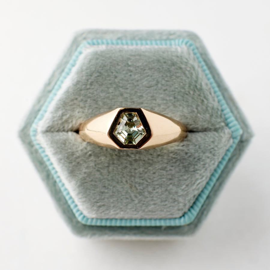 Dax Ring - 0.68 Carat Pale Seafoam Geo Montana Sapphire