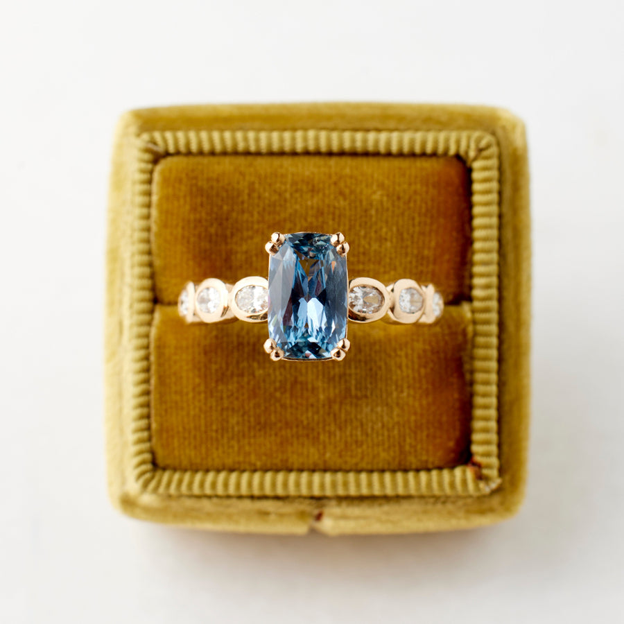 Elsie Ring - 2.02 Carat Pale Blue Elongated Cushion Sapphire