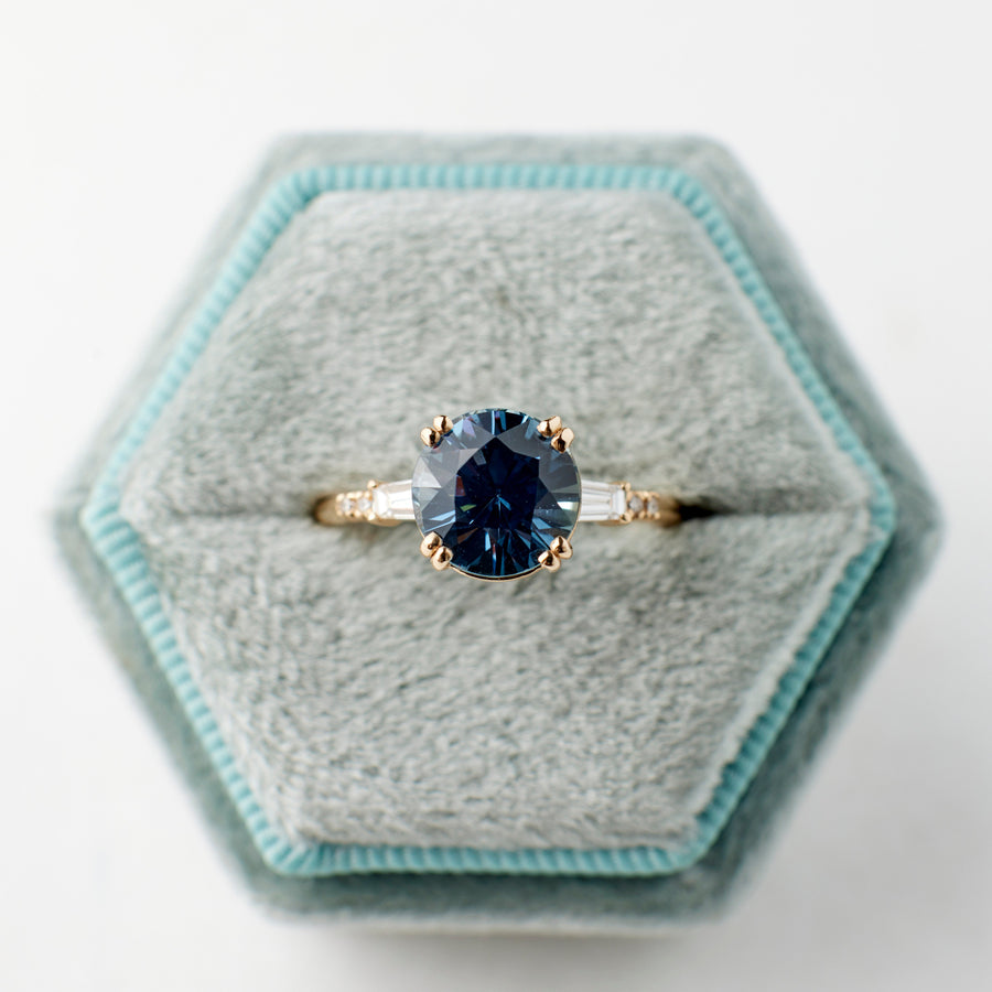 Sylvie Ring - 3.03 Carat Blue Round Brilliant Sapphire
