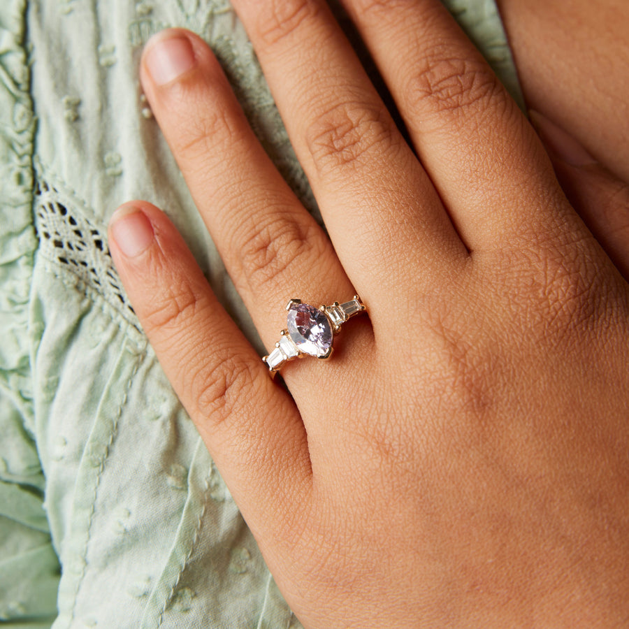 Juliette Ring - 2.03 Carat Pink Custom Cut Marquise Sapphire