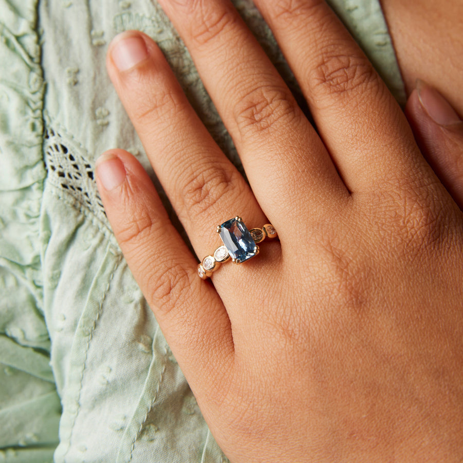 Elsie Ring - 2.02 Carat Pale Blue Elongated Cushion Sapphire