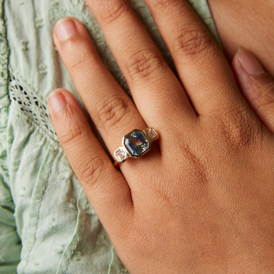 Ivy Ring - 2.54 Carat Blue-Yellow Asscher Sapphire