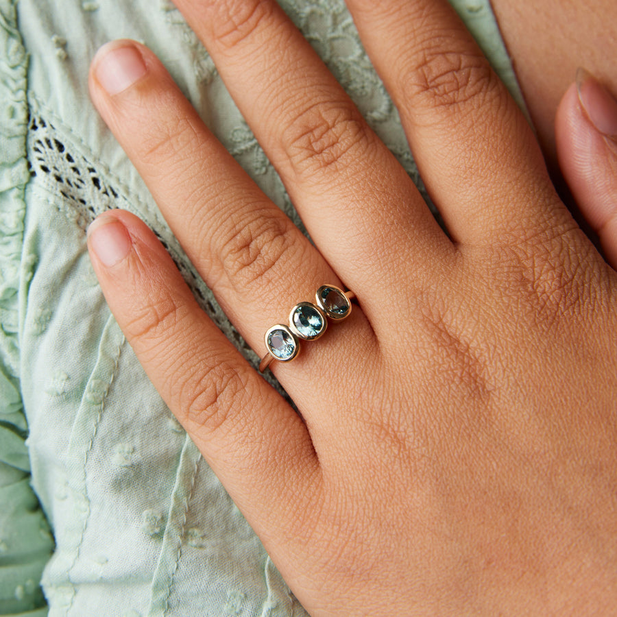 Amara Ring No. 3 - Teal Blue Sapphires