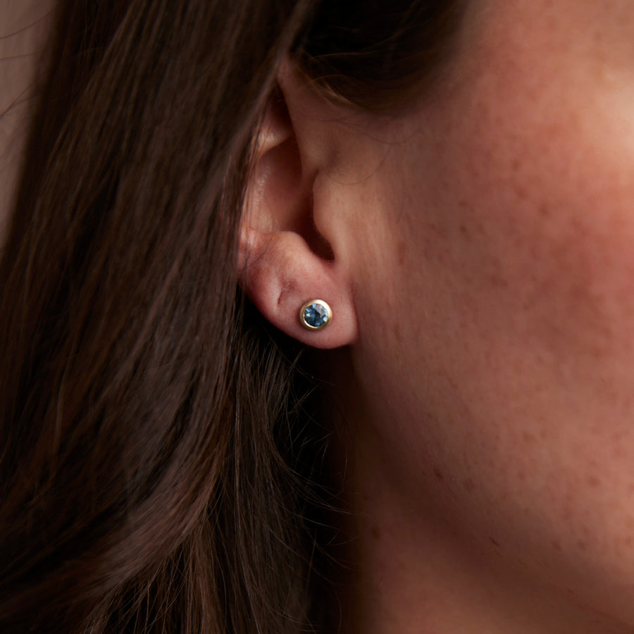Joey Earrings No. 2 - Denim Blue Montana Sapphires