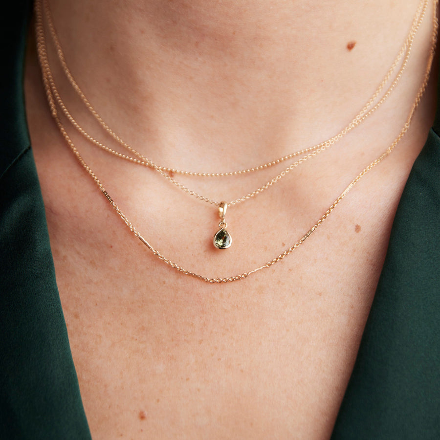 Parker Pendant No. 2 - Yellow-Green Teal Parti Pear Sapphire