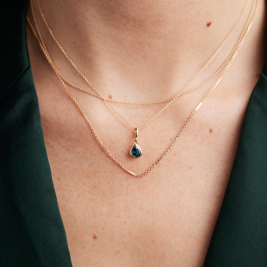 Parker Pendant No. 1 - Dark Blue Teal Pear Sapphire