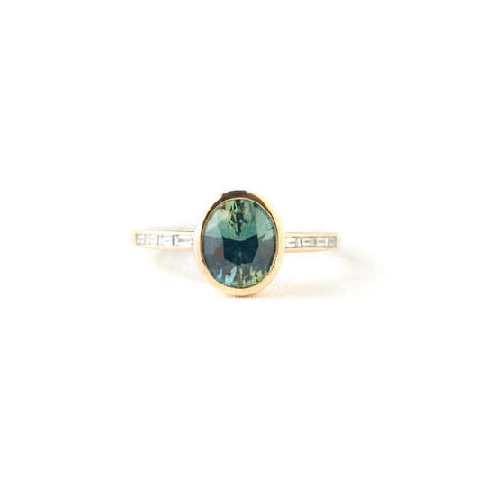 Presley Ring - 2.03 Carat Teal Oval Sapphire