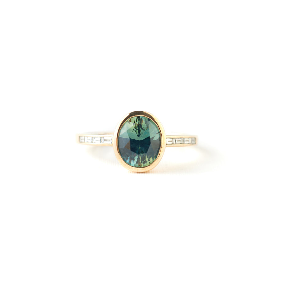 Presley Ring - 2.03 Carat Teal Oval Sapphire