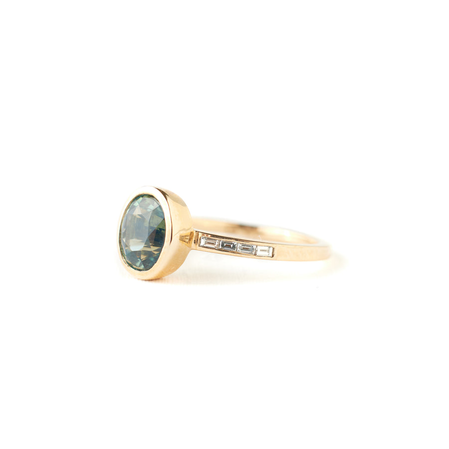 Presley Ring - 2.03 Carat Teal Oval Sapphire