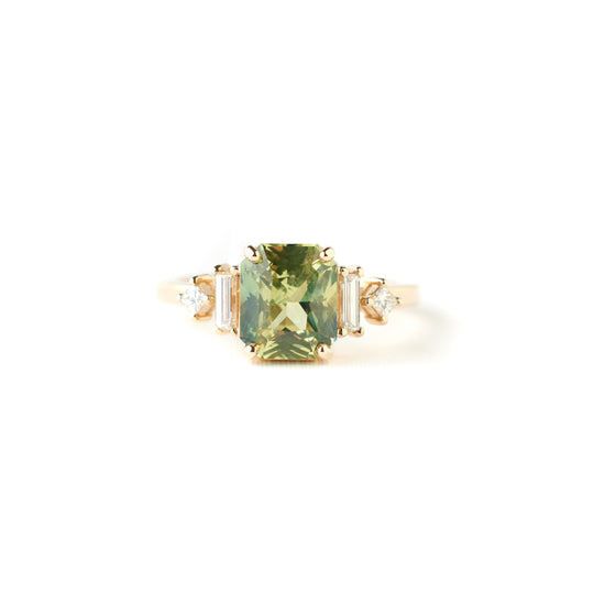 Josie Ring - 2.62 Carat Yellow Green Bi-Color Radiant Sapphire