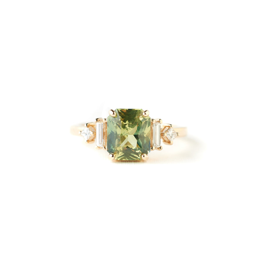 Josie Ring - 2.62 Carat Yellow Green Bi-Color Radiant Sapphire