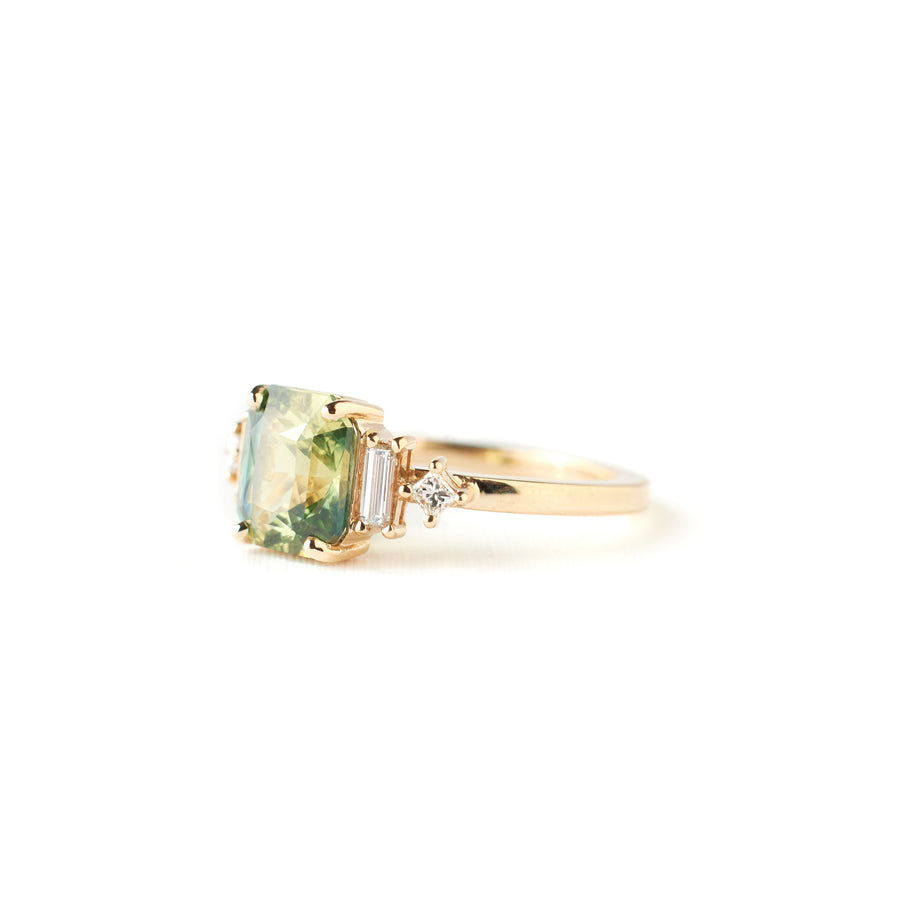 Josie Ring - 2.62 Carat Yellow Green Bi-Color Radiant Sapphire