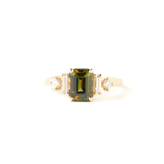 Josie Ring - 1.70 Carat Yellow Green Gold Emerald Cut Sapphire