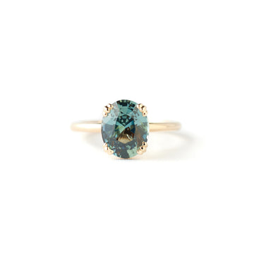 Kennedy Ring - 3.04 Carat Aqua Teal Oval Sapphire