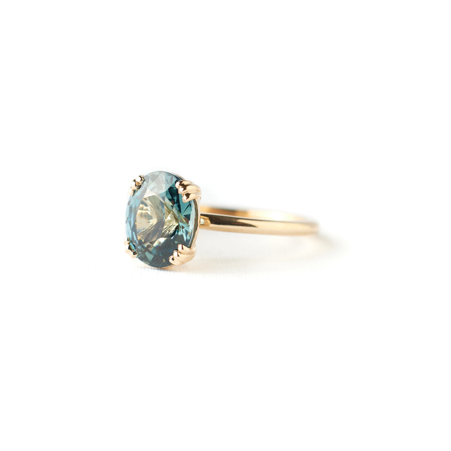 Kennedy Ring - 3.04 Carat Aqua Teal Oval Sapphire