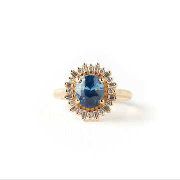 Arielle Ring - 2.04 Carat Light Blue Parti Oval Sapphire