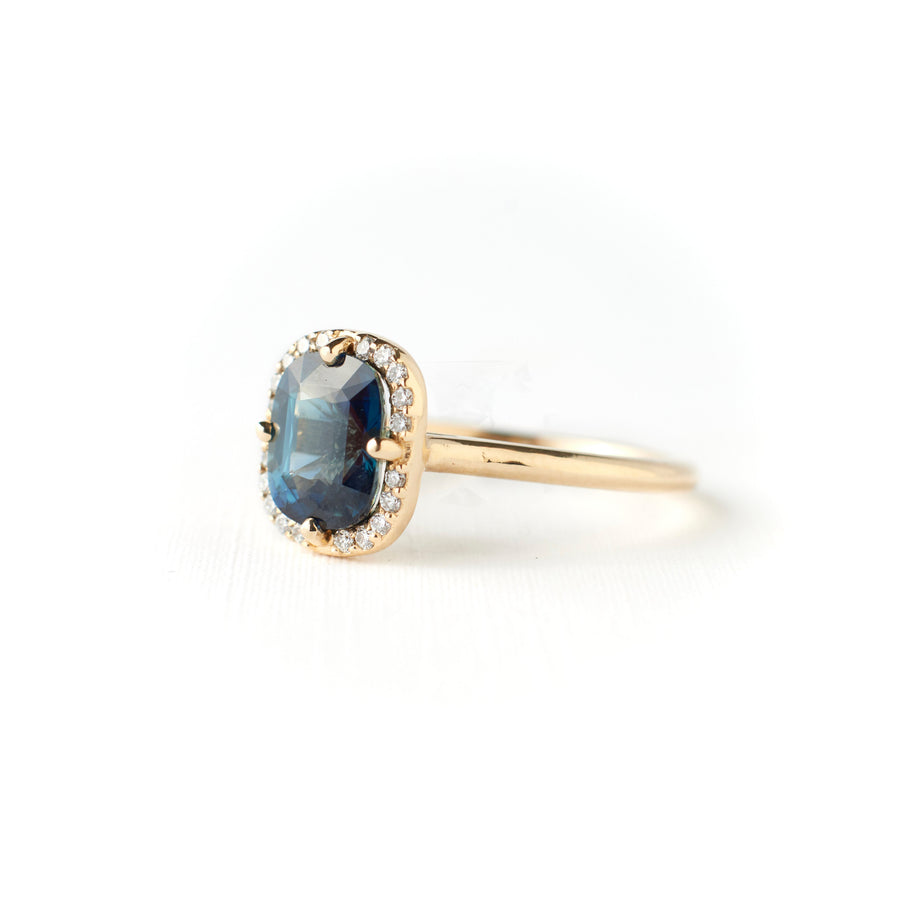 Elizabeth Ring - 2.02 Carat Deep Blue Cushion Cut Sapphire