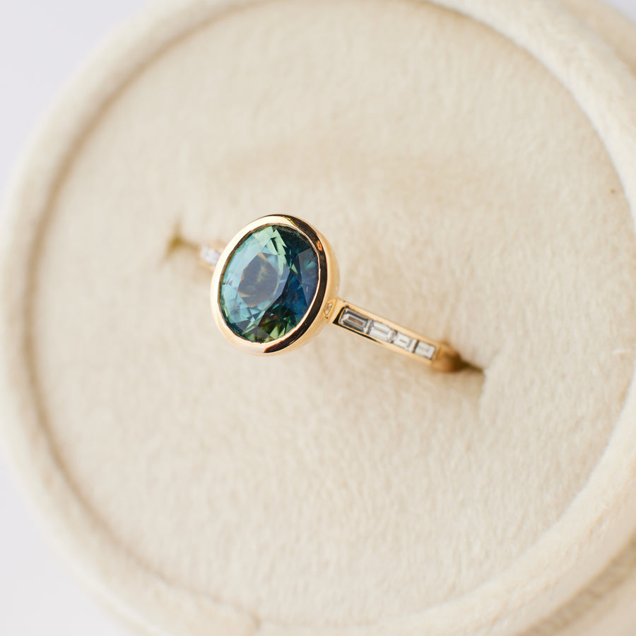 Presley Ring - 2.03 Carat Teal Oval Sapphire
