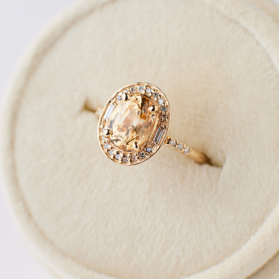 Athena Ring - 2.08 Carat Honey Yellow Oval Sapphire