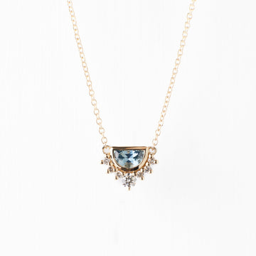 Adeline Necklace - Half-Moon Montana Sapphire + Diamond Necklace
