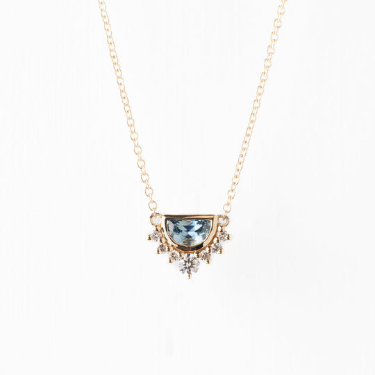 Adeline Necklace - Half-Moon Montana Sapphire + Diamond Necklace