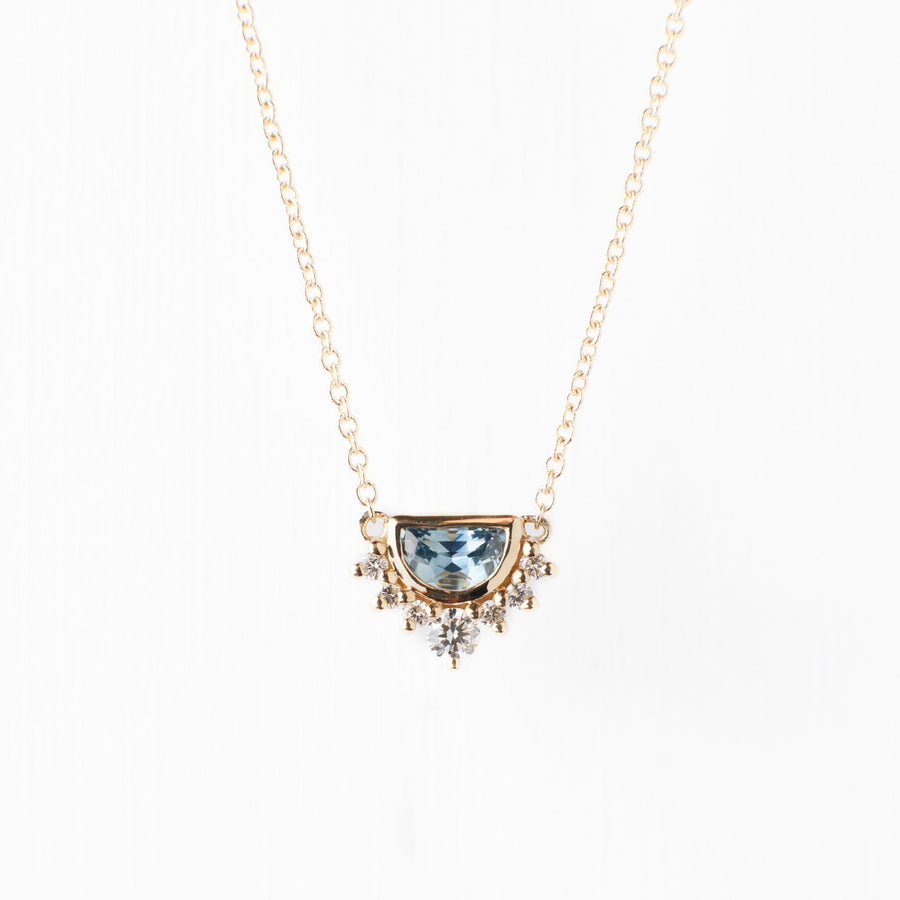 Adeline Necklace - Half-Moon Montana Sapphire + Diamond Necklace