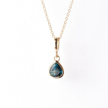 Parker Pendant No. 1 - Dark Blue Teal Pear Sapphire