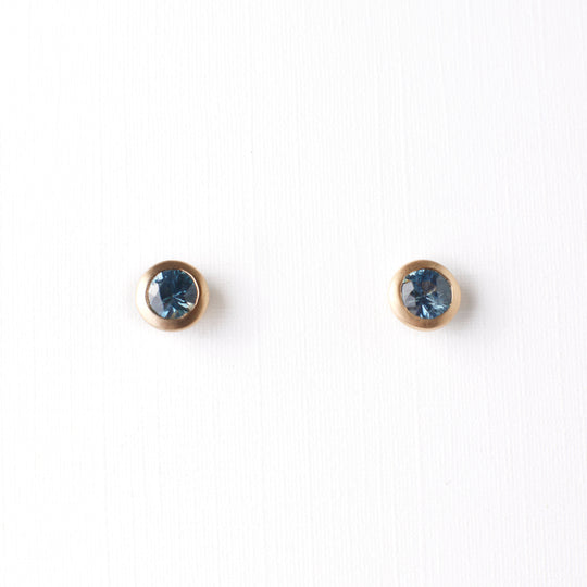 Joey Earrings No. 2 - Denim Blue Montana Sapphires
