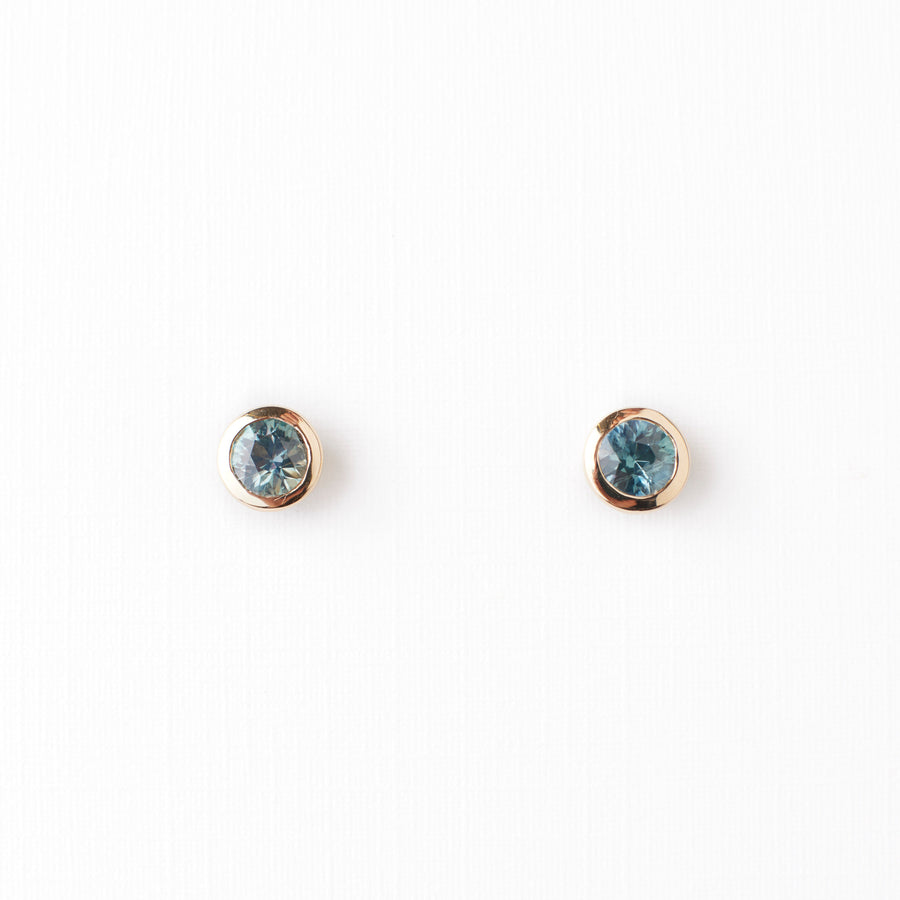 Joey Earrings No. 3 - Teal Blue Montana Sapphires