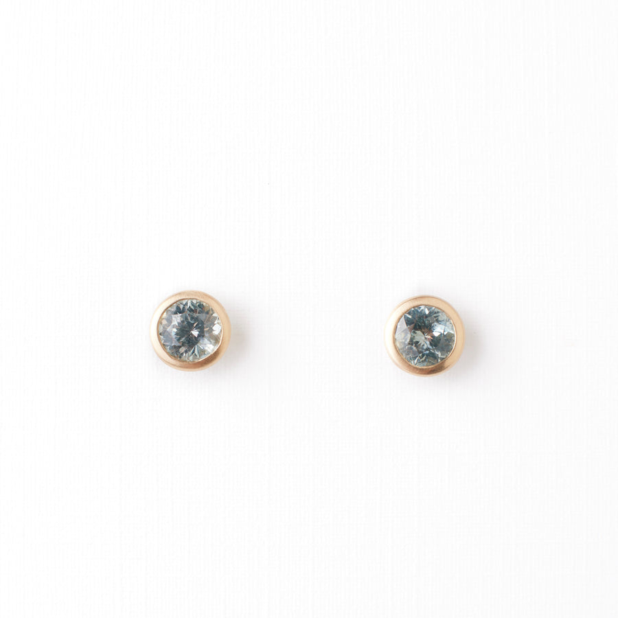Joey Earrings No. 1 - Pale Seafoam Montana Sapphires