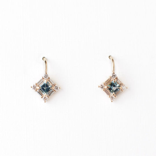 Juniper Earrings - Light Blue Asscher Montana Sapphires