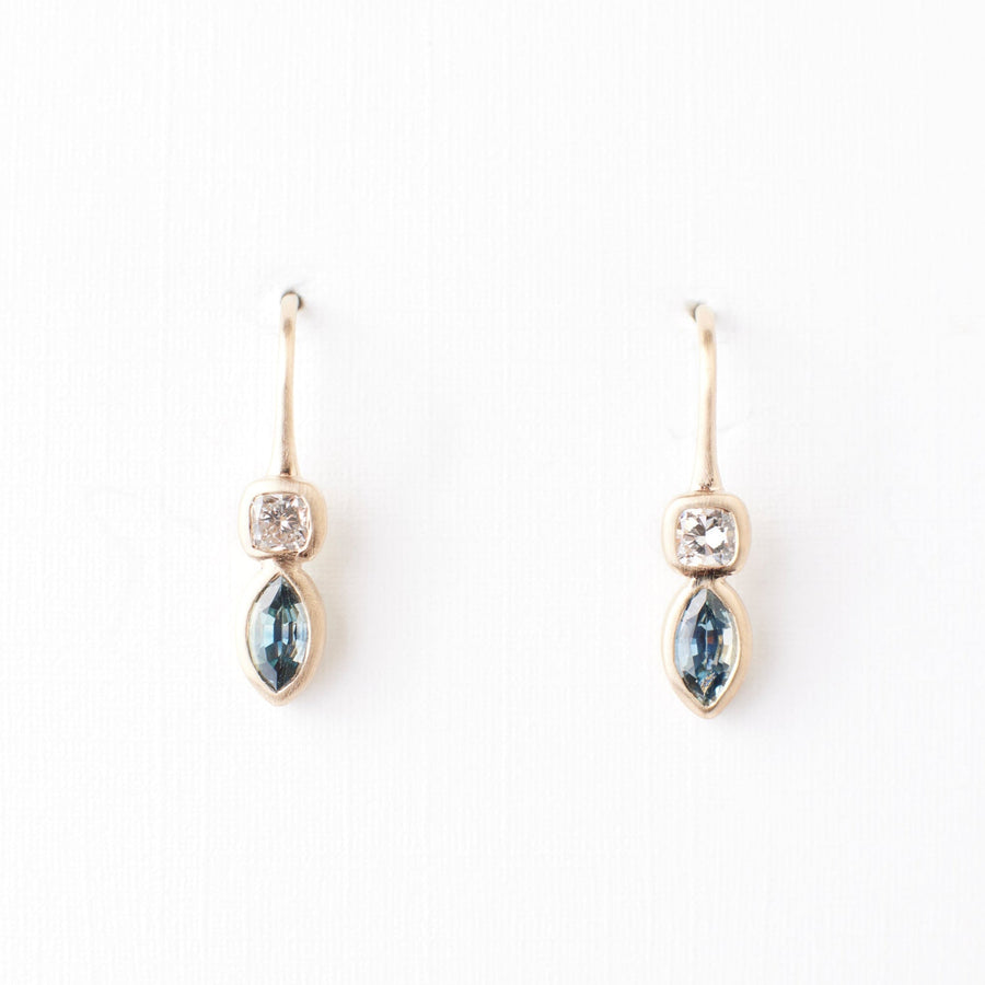 Jada Earrings - Teal Sapphires + Diamonds