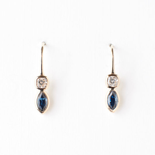 Jada Earrings - Blue Sapphires + Diamonds