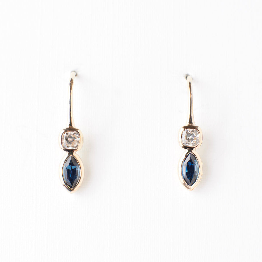 Jada Earrings - Blue Sapphires + Diamonds