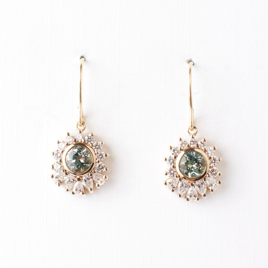 Cypress Earrings - Light Green Montana Sapphires