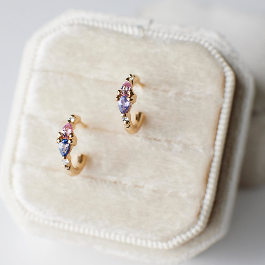 Lia Petite Hoops - Sapphires + Diamonds