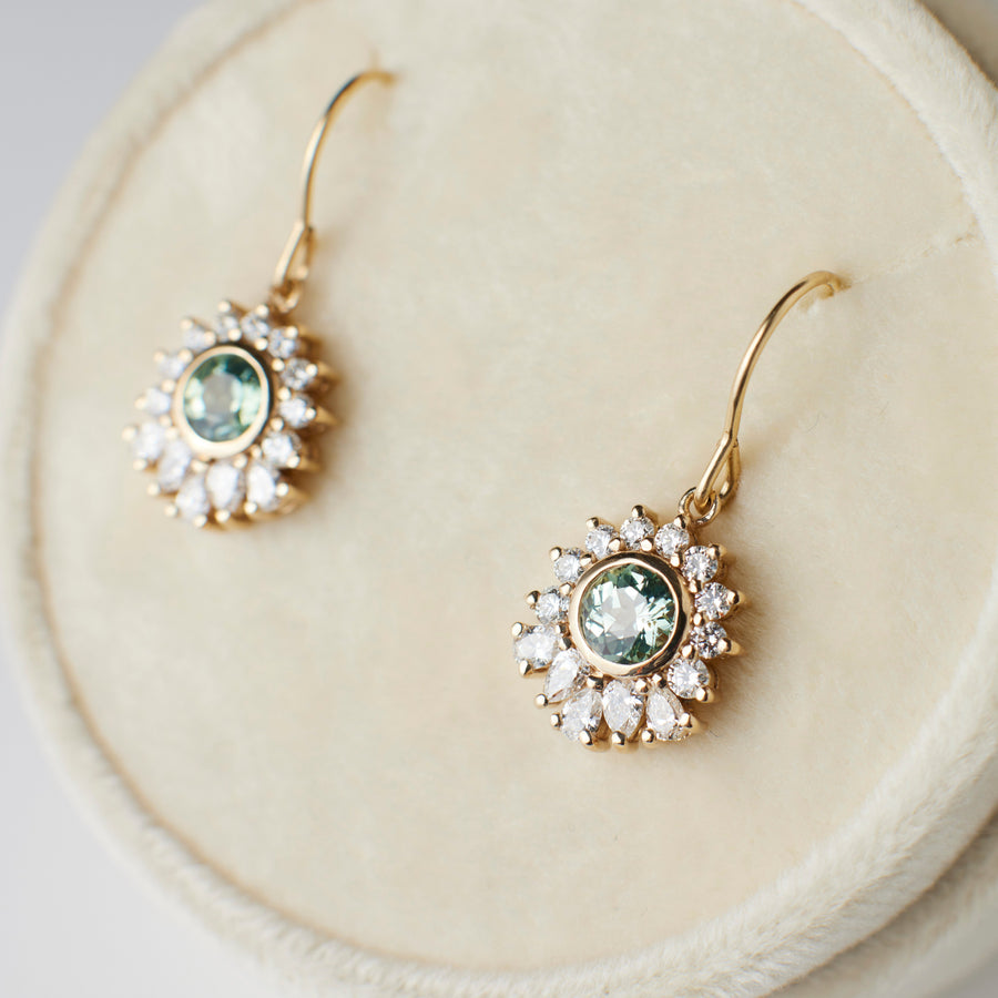 Cypress Earrings - Light Green Montana Sapphires