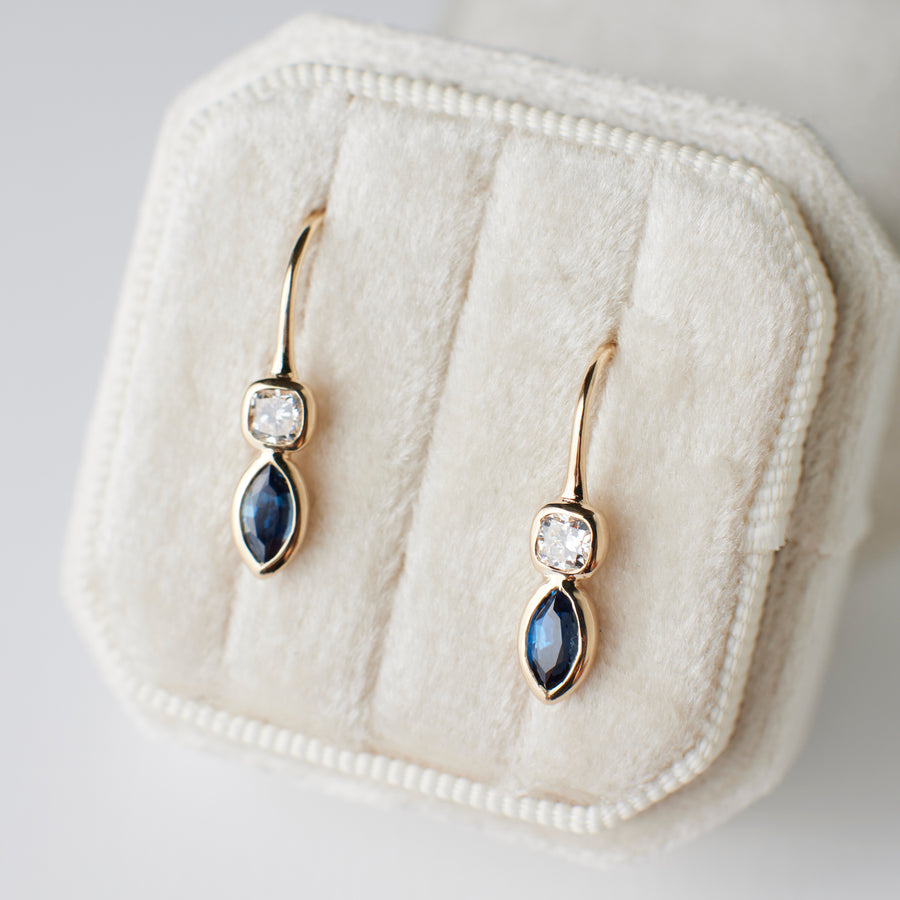 Jada Earrings - Blue Sapphires + Diamonds