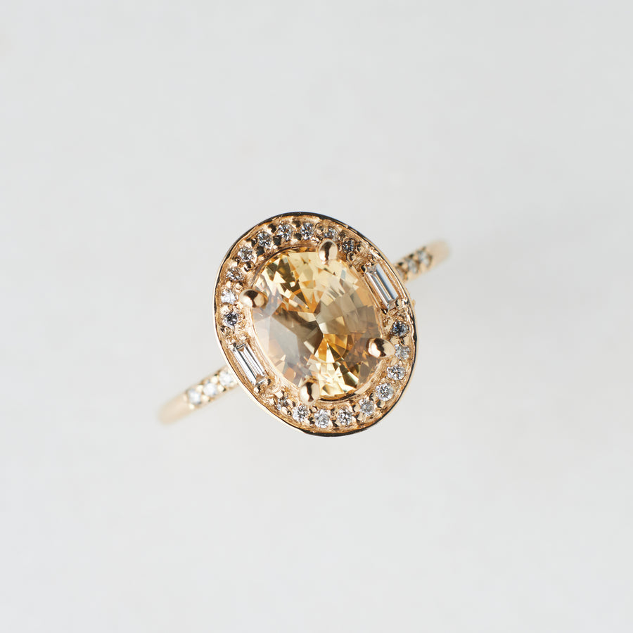 Athena Ring - 2.08 Carat Honey Yellow Oval Sapphire