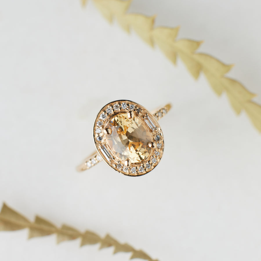 Athena Ring - 2.08 Carat Honey Yellow Oval Sapphire
