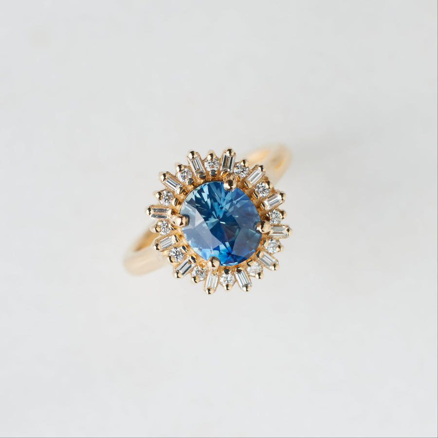 Arielle Ring - 2.04 Carat Light Blue Parti Oval Sapphire