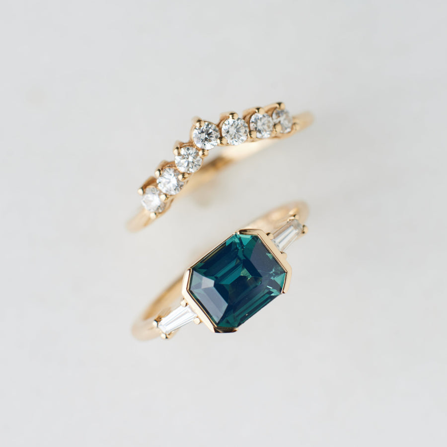 Lina Ring - 1.80 Carat Blue Green Emerald Cut Sapphire