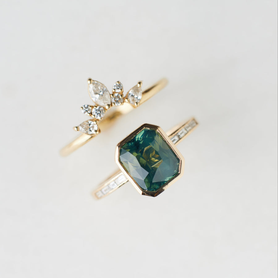 Presley Ring - 2.57 Carat Teal Blue Green Opaly Radiant Sapphire