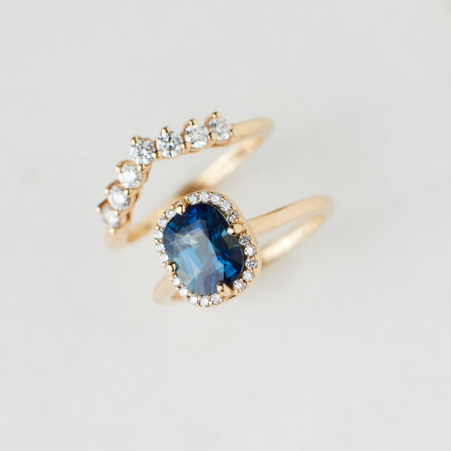 Elizabeth Ring - 2.02 Carat Deep Blue Cushion Cut Sapphire