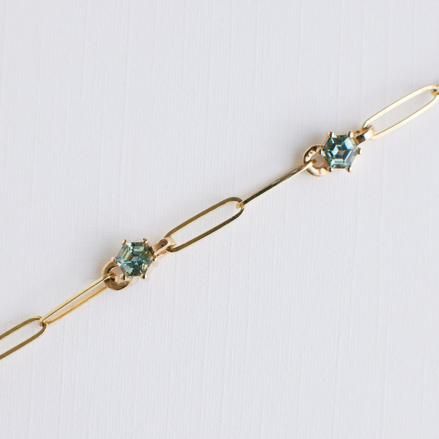 Iris Bracelet - Teal Hexagon Sapphires